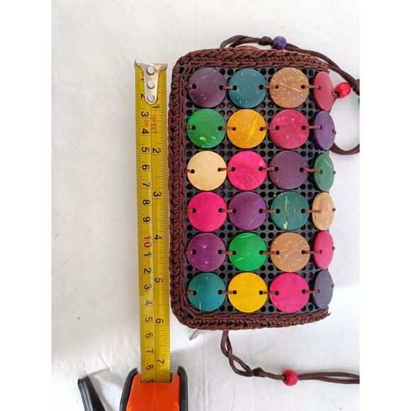Coconut Shell Disc Crossbody Bag Multi Color Womens - Picture 5 of 8